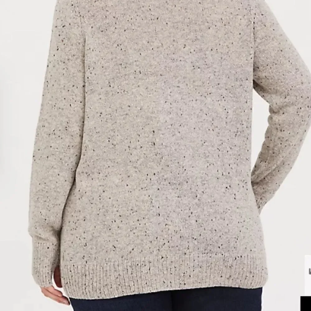 : : TORRID taupe marled keyhole cable knit sweater with thumb holes : :